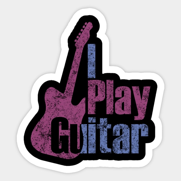 I Play Guitar Sticker by Lin Watchorn 